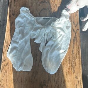 SHEIN White Crop Top with Puff Sleeves